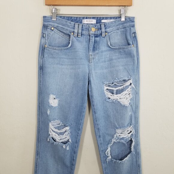 Guess BOY FIT Distressed Jeans Blue Size 25 - Picture 2 of 9